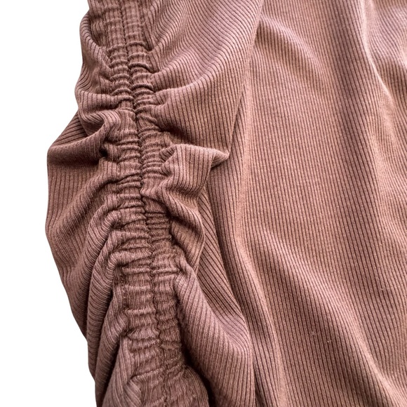 (NWOT)MiiVoo Sexy Ruched Long Sleeve Drawstring Mini Bodycon Dress Size S Coffee - Picture 5 of 7